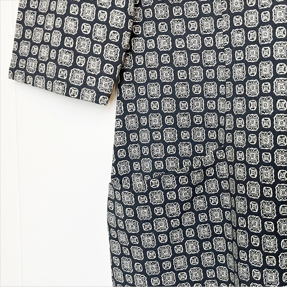 J. McLaughlin Stretch Knit Sheath Dress Medium black tan damask print pockets - Picture 5 of 15